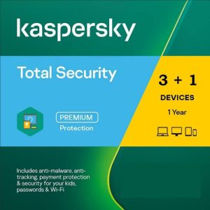 3+1 Users Kaspersky TOTAL Security 1 year license -Best for parental Control