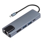 New USB Type C HUB in Nairobi-Generic 5 In 1 USB Type C Hub 4K USB C Hub To Gigabit Ethernet Rj45 Lan Adapter